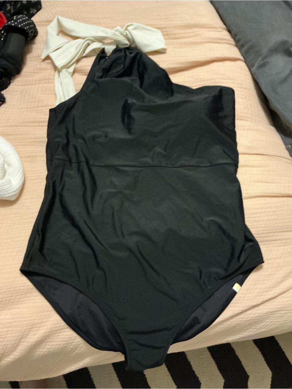 Summersault Black One-Piece Swimsuit with Cream Neck Detail
